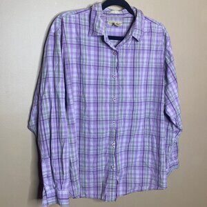 100% Cotton Mountain Lake Purple Plaid Shirt